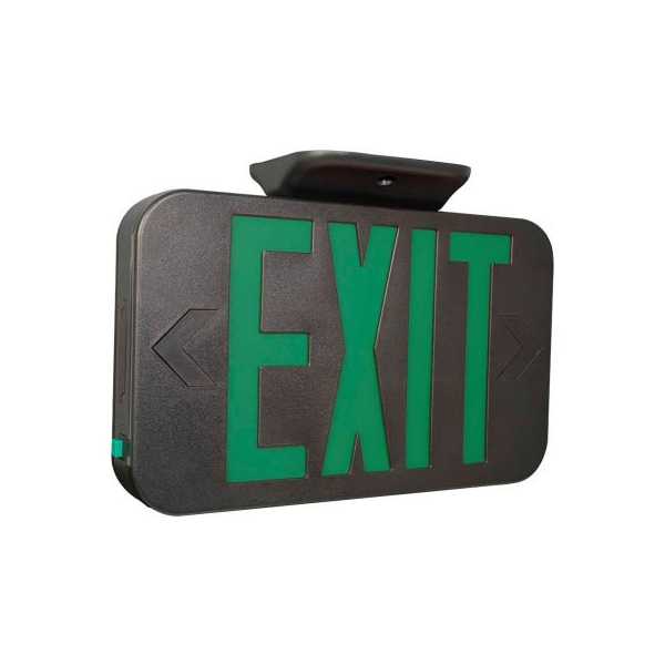 Hubbell Lighting Hubbell CEGB LED Exit Sign, Black, Green Letters w/ Ni